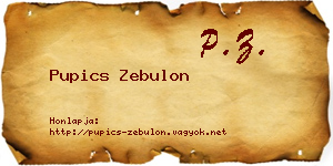 Pupics Zebulon névjegykártya